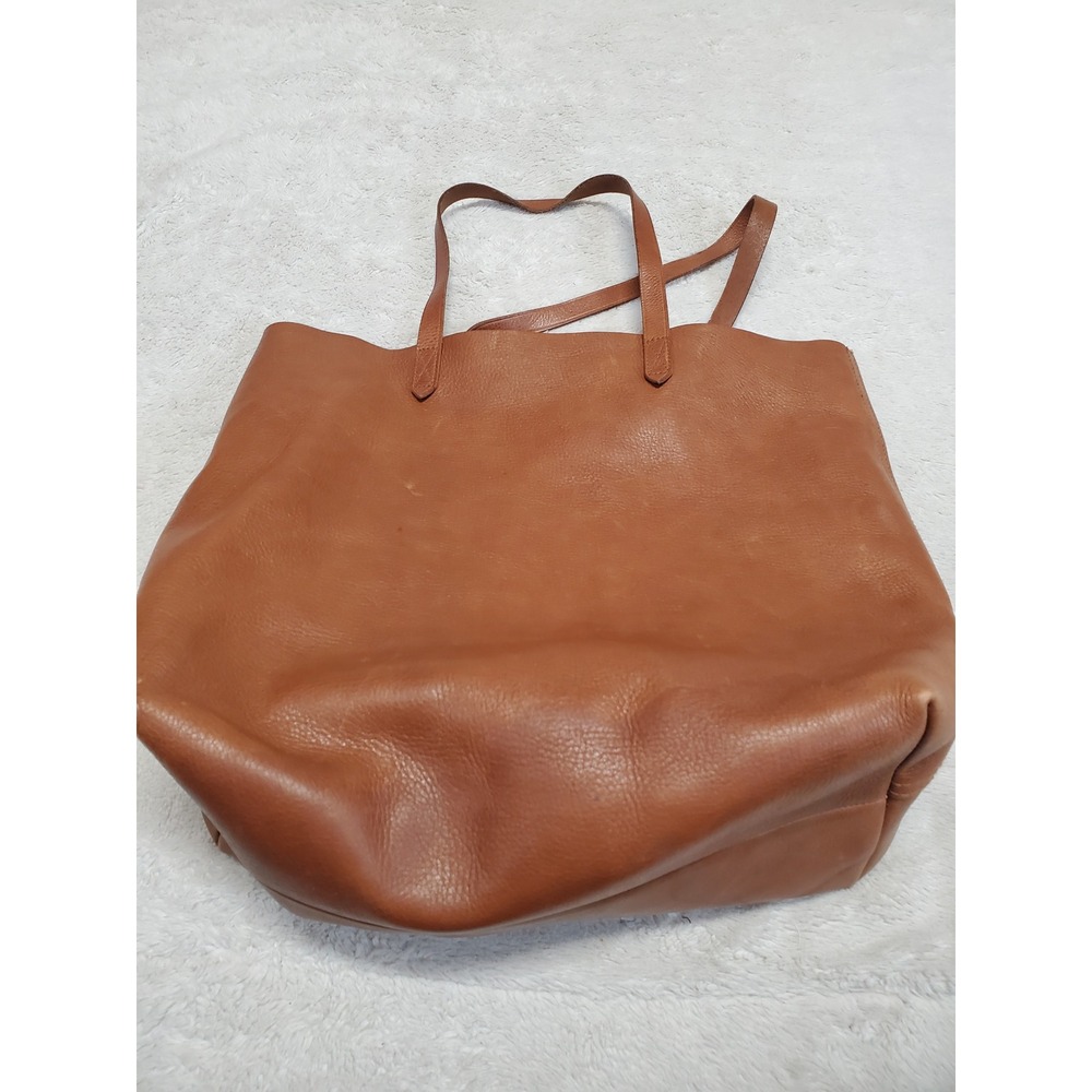 Madewell Tan Leather Large Tote Purse Bag Classic Clean Girl Boho Minimalist - Picture 3 of 14